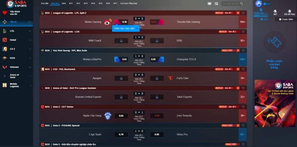 Cá cược Esports dành cho tín đồ thể thao điện tử